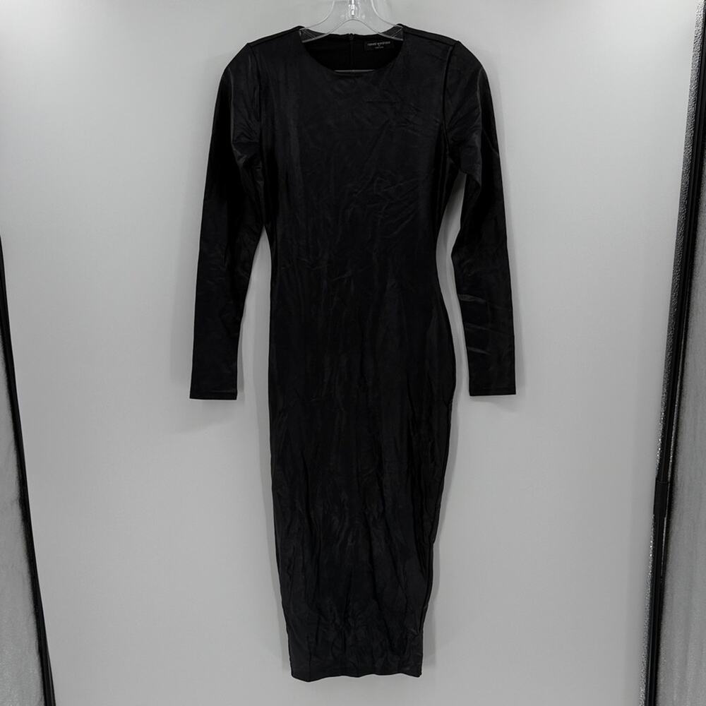 Naked Wardrobe Women's Long Sleeve Midi Dress - Black - Medium
